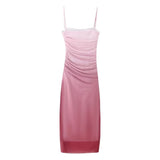 Summer Silk Screen Printed Pleated Garter Dress 3067254 716-Outfit