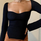 Fongt New Autumn And Winter Elastic Open Shoulder Base Knit-Outfit