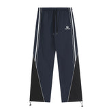 Patchwork Striped Baggy Sweatpants-Outfit