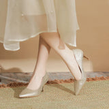 Fongt Wedding Shoes Women's Fine Heel 2025 New Pointed Bright-Heeled High-Heeled Shoes With Skirts Bridesmaids Banquet Single