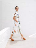 Fongt Women's New Printed Dress Elegant T-Shirt With Flip-Flops 8056