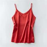 Summer Solid Sleeveless Crop Casual Camis Tank Tops Ladies V-Neck Female Vest Women Imitation Silk