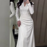 Fongt Solid-Colored Body-In-Style Folded Long-Sleeved Dress In Autumn 2025