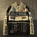 retro hot girl detachable motorcycle jacket spring and autumn loose short coat female embroidery baseball uniform-Outfit
