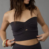 Fongt And Summer 2024 Explosion Women's Striped Net Color Sexy Hollow Bra Hair Weaving