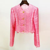 Fongt 2025 Star Fashion New Suit Short Jacket Half-Swear Set Pink Black