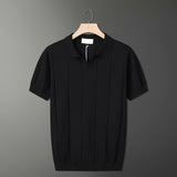 Fongt Fashion Knitted T-Shirt Men's Summer Niche Breathable Short-Sleeved POLO Shirt Korean Version Of Loose Half-Sleeved Top