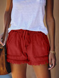 Tighten The Waist Tassel Denim Shorts Woman-Outfit