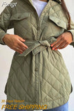 Pockets Patchwork Button Women Outwear Streetwear Lady Casual Loose Long Sleeve Coat Lapel Solid Autumn Winter