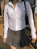 Basic Long Sleeve Button Blouse-Outfit