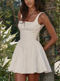backless mini dress with lacing and back