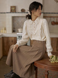 Shirts Women Lace Designed Leisure Solid Gentle Vintage French Style Elegant Office Ladies Fashion