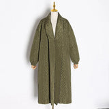 Splicing Argyle Mid Parkas For Women V Neck Long Sleeve Casual Solid Cotton Coat Female Fashion New Winter