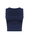 Ruched Scoop Neck Crop Tank Top-Outfit
