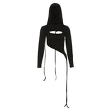 Fongt 2024 Winter Women's Solid Color Slim Long Sleeved Hoodie Smock Fashion Sling Vest Suit-Outfit