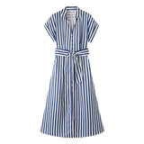 New Striped Blended Shirt Dress 2157058-Outfit