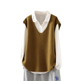 Vest 2024 Spring And Autumn New Fashion Style Ladies Age-Reducing Foreign Style Loose-Fitting Sweater Vest-Outfit