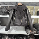 Fongt Women's Dress 2025 New Black Warm Fur Integrated Double-Sided PU Imitation Leather Jacket Jacket