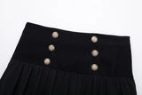 Black Balloon Gold Button Decorated Mini Skirt-Outfit