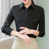 Women Cotton Shirts Woman White Shirt Long Sleeve Blouse Office Lady business Pink Shirts Button Solid Women work Blouses