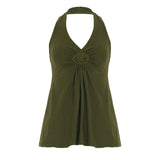 Fongt Sexy Lace Splicing Hanging Neck Bare Back A Sling Sling Vest Hottie Temperament Thin Knitting Top
