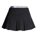 Fongt Girls Black Fake Two Spliced Half-Body Skirt High-Waisted Stripe Short Skirt Short Skirt 100-Fold Skirt