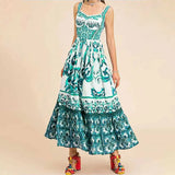 Fongt 2025 New Women's Bohemian Elegant Long-Singed Print Sling Dress