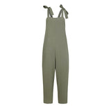 Solid Pockets Overalls Cotton Soft Sleeveless Casual Jumpsuits ZANZEA Women Bib Cargo Pants Lace Up