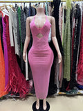 Heavy Industry Flash Diamond Suspension Hanging Dress Light Luxury Small Party Birthday Sexy