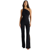 Fongt Summer Women's Wear Personality Street Back Pleated Slit Slim Strap Jumpsuit