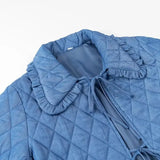 Blue Quilted Collar Jacket-Outfit