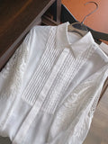 Fashion Hollow Out Loose Lantern Long Sleeve Shirt 2023 Spring Women's Turn-Down Collar Elegant Blouse Ladies
