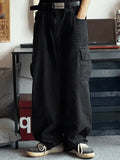 Men's Cargo Pocket Patched Straight Leg Jeans-Outfit