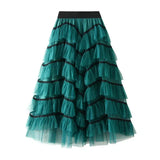 Solid Tulle Layered Maxi Skirt-Outfit