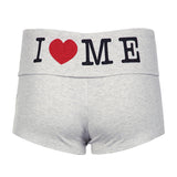 Fongt Hottie Letter Print Bag Hip Shorts Sexy Skinny Peach Hips Hot Pants