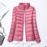 Spring And Autumn Winter Light Down Jacket Female Pure Color Standing Collar Slim Plus Large Size Short Coat Tide Direct Sales-Outfit