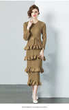 Fongt Folded Dress Woman 2025 New Design Feel Fat Mm Fashion Temperament Reduction Cake Skirt
