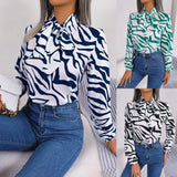 Fongt Shooting 2025 Spring And Summer Temperament Hit Color Stripe With Lantern Sleeve Chiffon Shirt Women's Clothing