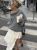 Long Sleeve Off Shoulder Sweater-Outfit