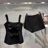 Summer Short 2 Pieces Sets Sexy Backless Bowknot Camisole Tops Shorts Pants Two Piece Sets Women 2 Piece Sets Women