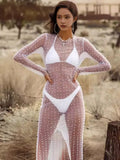 New Hot Fashion Sexy Nail Beads Hot Burqa Mesh Long-Sleeved