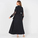 Sleeve Loose Belt Elegant Party Maxi