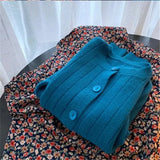 Korean Sweet Cardigan Sweater Women Single Breasted O-neck Long sleeved Knitted Jacket Lady Cropped Tops