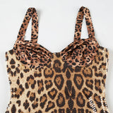 Leopard Print Sequined Mini Dress-Outfit