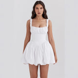 Fongt Summer New Women's Pure Color Temperament Bare Back Sexy Waist Repair Collar Dress Dress Woman