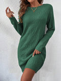Fongt Solid Color Sexy Knitted Skirt Female Geometric Pattern Thread Round Collar Sweater Skirt