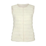 Down Vest Female 2024 New Winter Light Liner Short White Duck Velvet Vest Round Neck V Collar Two Wear-Outfit