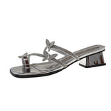 Fongt Butterfly-Coat Sandals Women Wear 2025 New Crystal Coarse Sandals Women's Summer Skirt