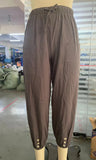 Loose High Waist Button Linen Trousers