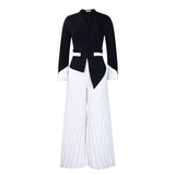 Fongt Women's 2025 Spring New Fashion Flare Sleeve Top Pressed Folded Leg Pants Set African Two-Piece
